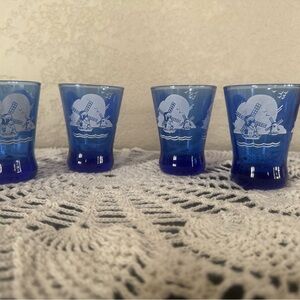 Blue Windmill Shot Glasses Set